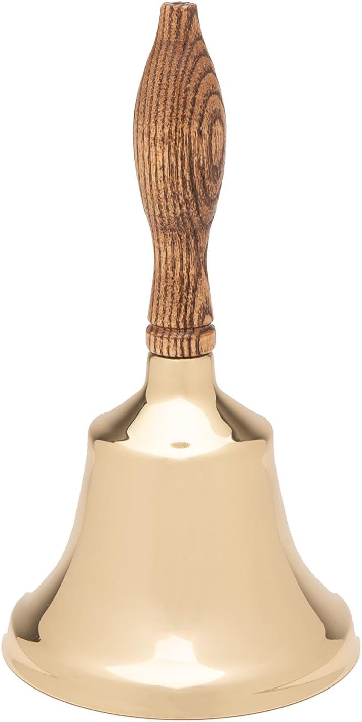 Bevin Bells Solid Brass Hand Bell | 6HB | New England Hardwood Handle | Elegant Hand Call Bell | Noise Makers | Loud Brass Bells | Easy to Grip Handle | Teacher Handheld Bell | Made in CT, USA - Image 1